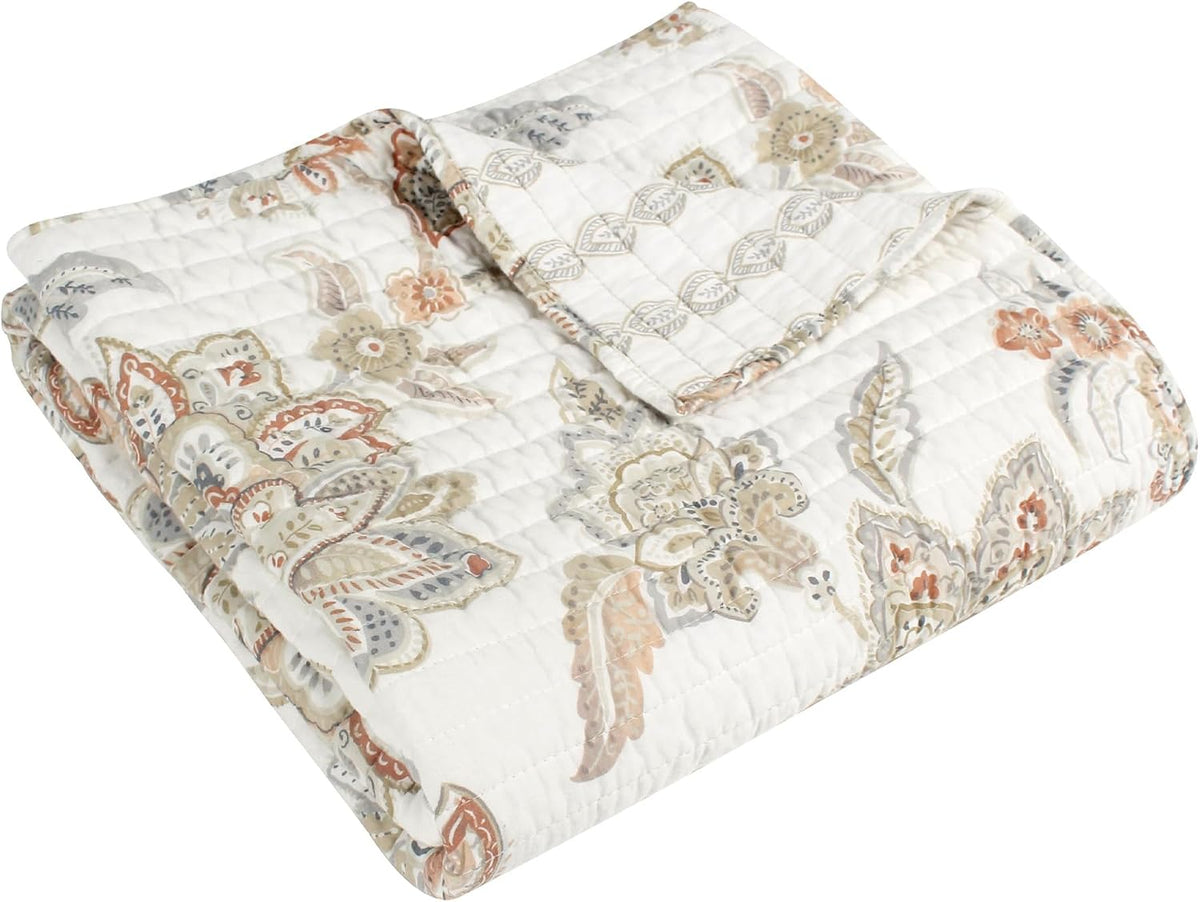 Selesta Blush Quilt Set - King Quilt and Two King Shams - Floral - Blush Taupe Grey - Quilt (106x92in.) and Shams (20x36in.) - Reversible - Cotton - image 8