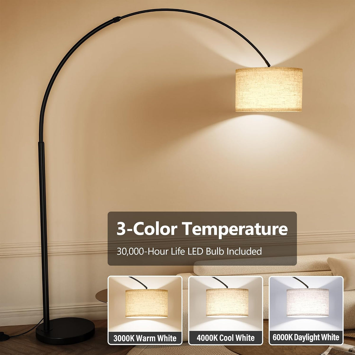 82" Tall Arc Floor Lamp for Living Room, Large Standing Arched Lamp - image 3