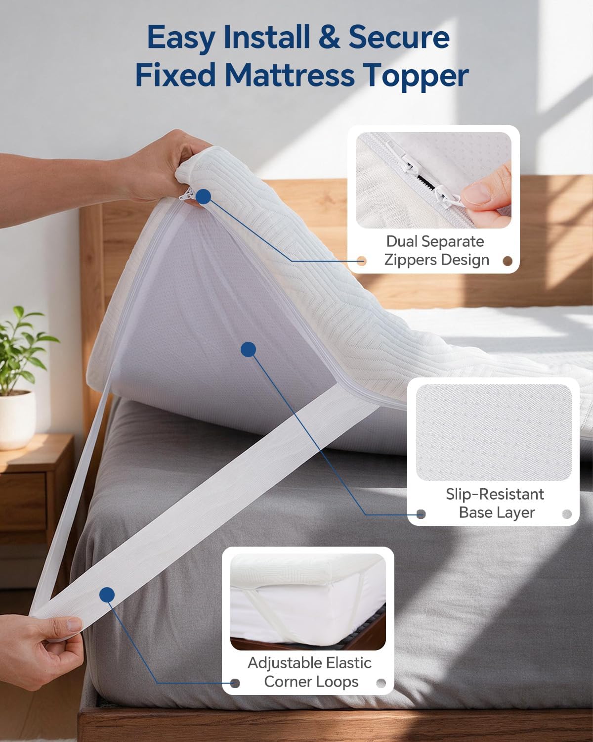 3 Inch Egg Crate Memory Foam Mattress Topper Queen Size - image 6