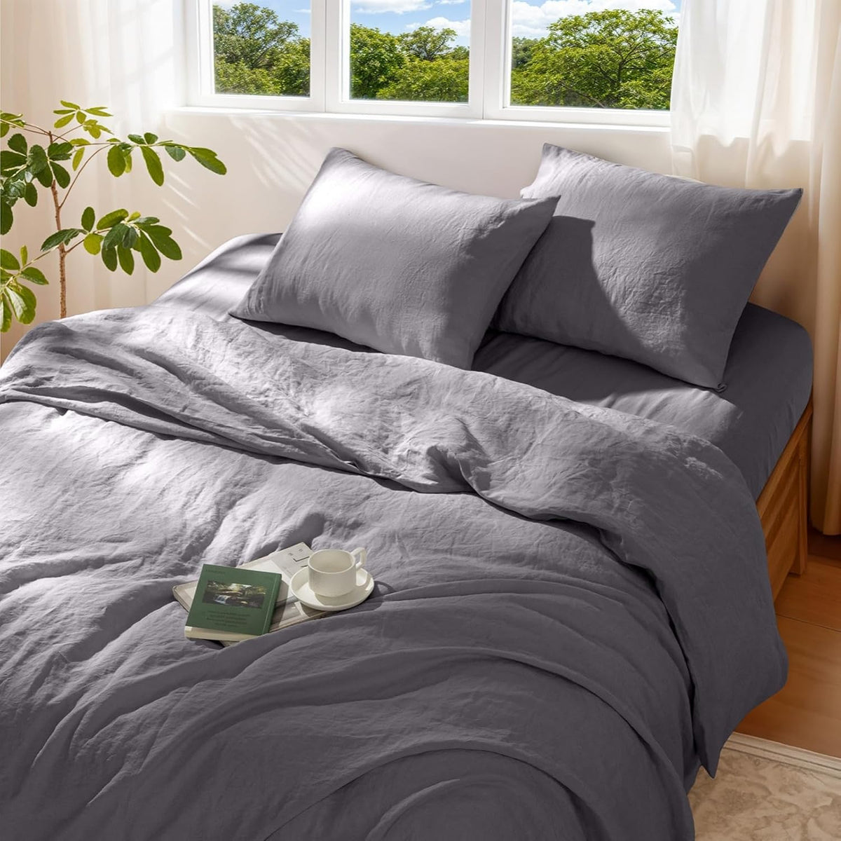 100% Pure Linen Duvet Cover Set 3 Pcs Soft Comforter Cover Sets King Size - image 10