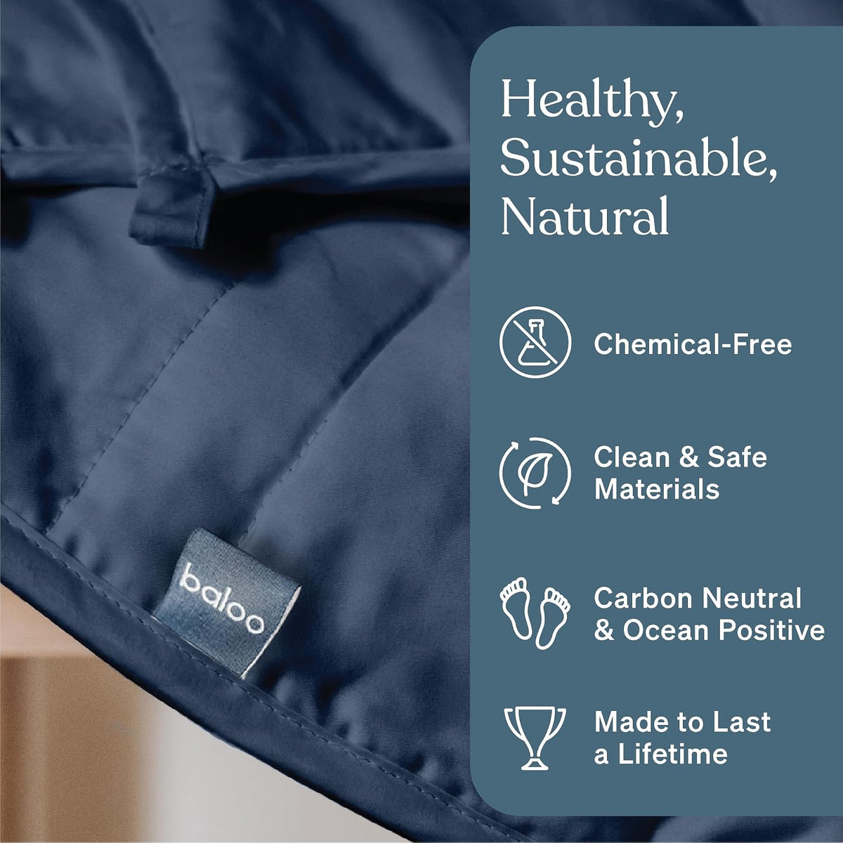 Weighted Blanket for Adults 20 lb Full/Queen (Navy Blue, 60"x80") - image 2