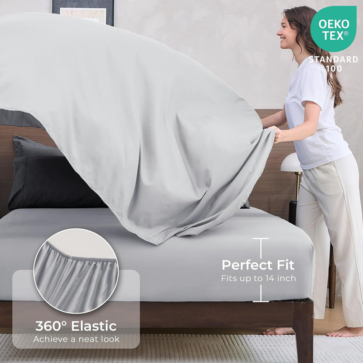 7-Piece California King Comforter Set, Dark & Light Grey Bed in a Bag - image 5