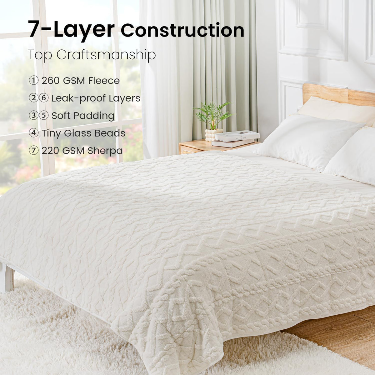King Size Weighted Blankets for Adults 15lbs,Cream White,80" x 87" - image 6