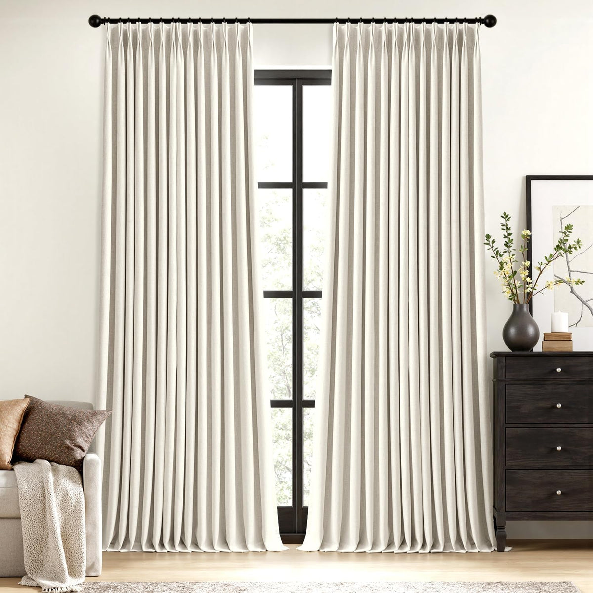 Natural Extra Wide Pinch Pleated Blackout Curtains 60x102 Inches - image 11