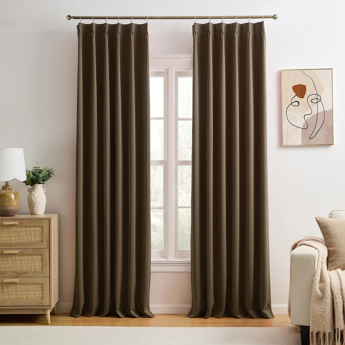 Extra Wide Blackout Curtains 102 Inches Long, Pinch Pleated Curtain for Sliding Door/French Door Room Divider Panels for Living Room 100 Inch Width 100x102 Grey - image 9