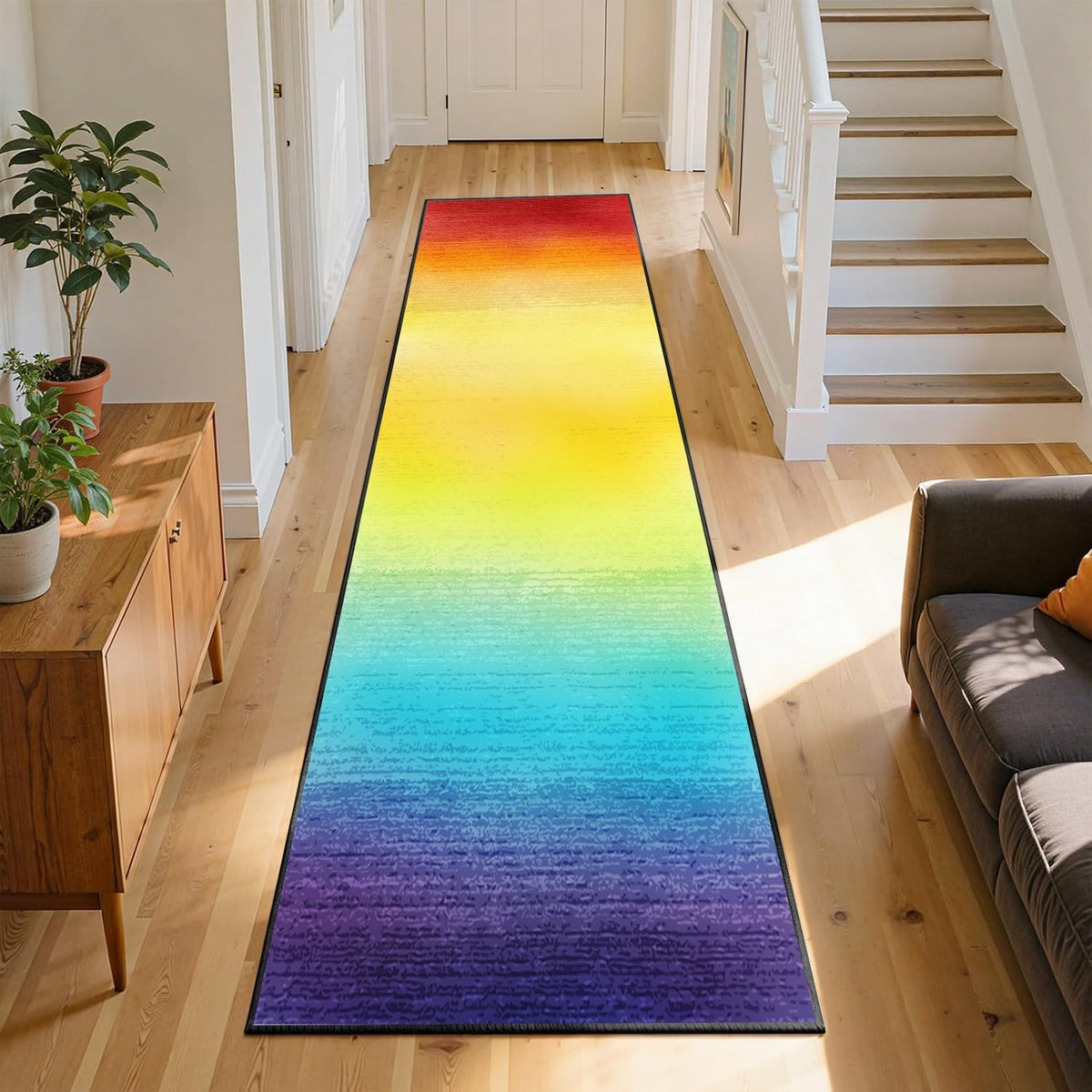 Colorful Leaf Branch Runner Rugs for Hallway, 3.3x10ft, Colorful Botanical Printed Pattern Entrance Carpets, Machine Washable Fade Resistant Home Decor Mats for Bedroom - image 11