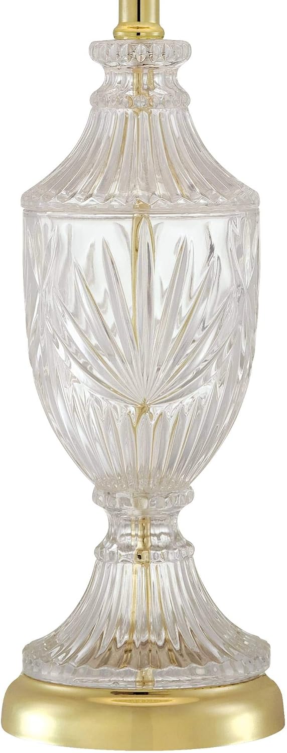 26 1/2" Tall Table Lamps Set of 2 Gold Brass Cut Clear Glass Urn - image 5