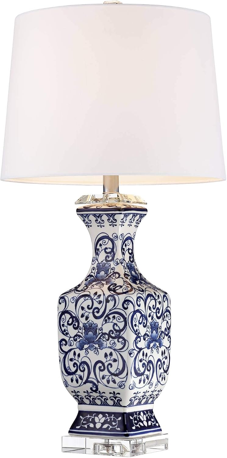 28" Tall Table Lamps Set of 2 Blue White Porcelain Jar Traditional - image 6