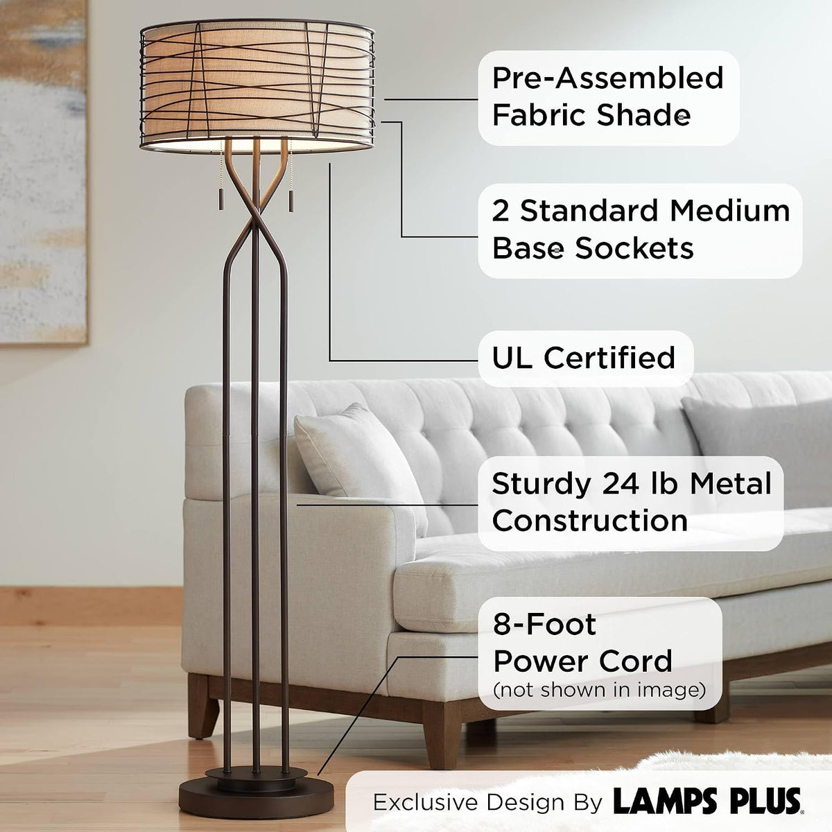 Marlowe 60 1/2" Tall Bronze Woven Metal Floor Lamp - image 3