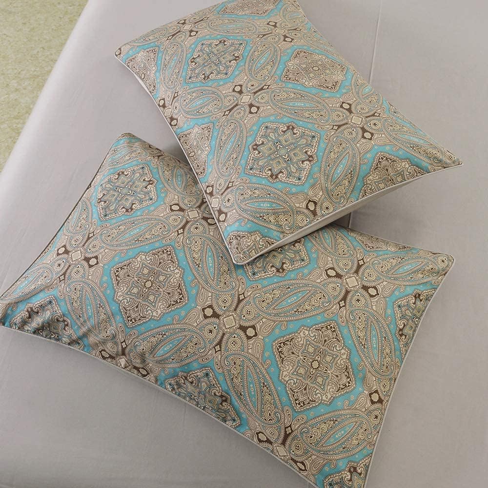 Luxury Hotel Classy Paisley Regal Themed Duvet Cover Set 100% Cotton Sateen, Inside Ties, Comfortable, Soft Durable, 3pc 800-Thread-Count Bedding Set with Button Closure Taupe King Size - image 4