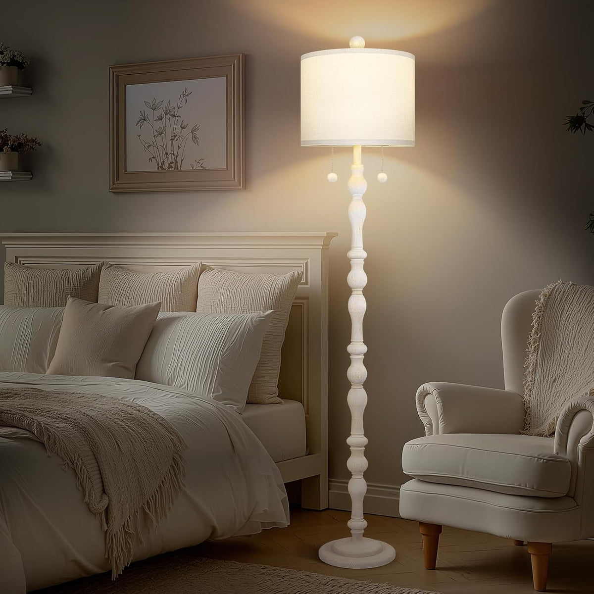 65.5" Natural Real Wood Boho Floor Lamp for Living Room Bedroom - image 6