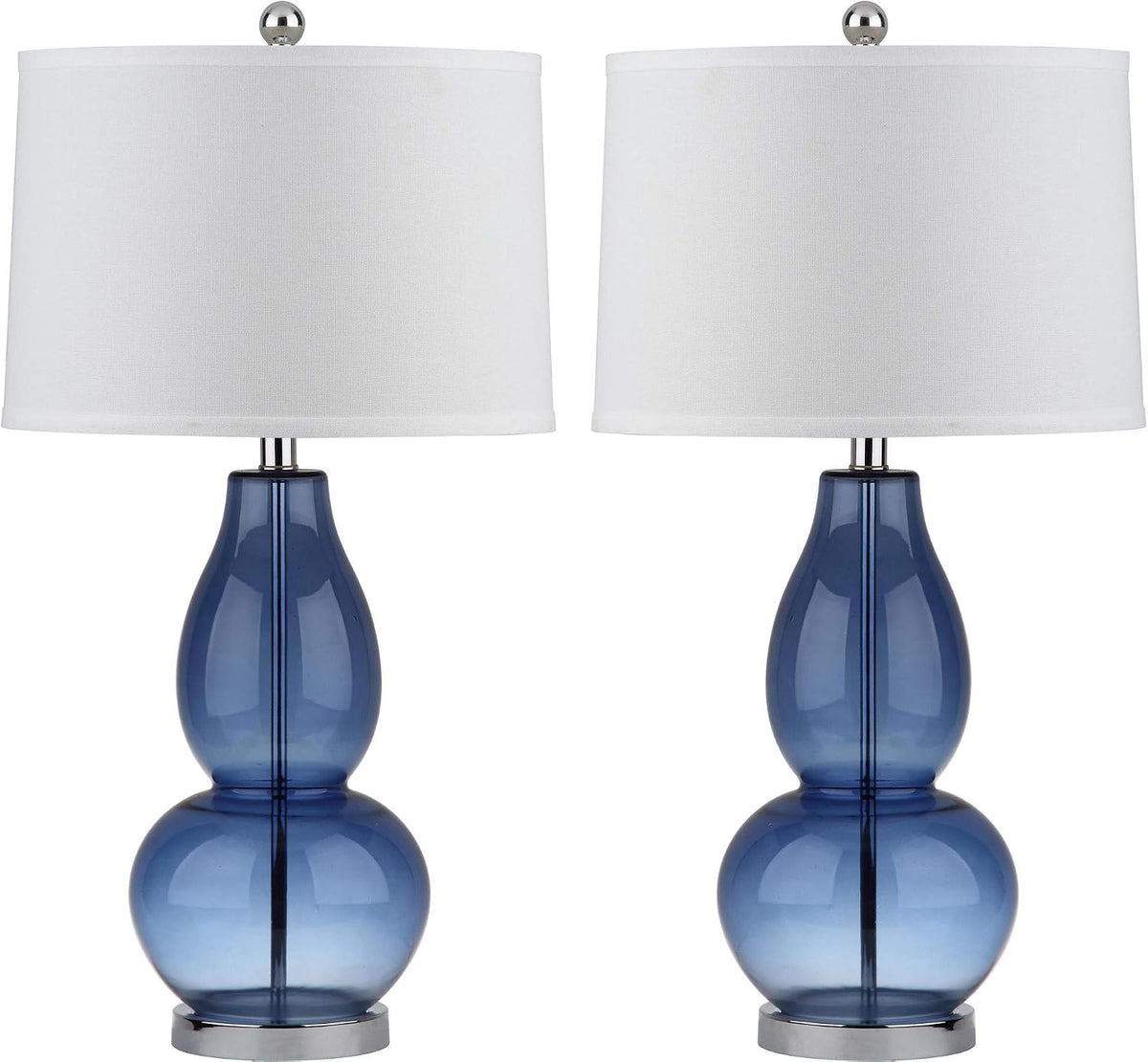 Lighting Collection Mercurio Double Gourd Blue and White Table Lamp, Set of 2