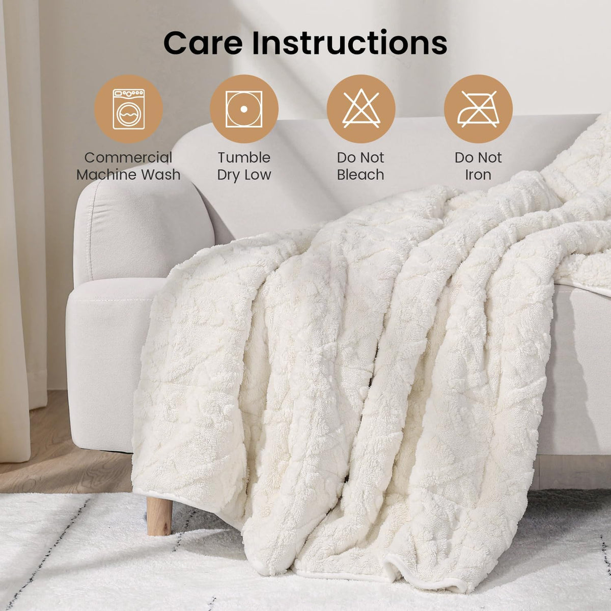 King Size Weighted Blankets for Adults 15lbs,Cream White,80" x 87" - image 7