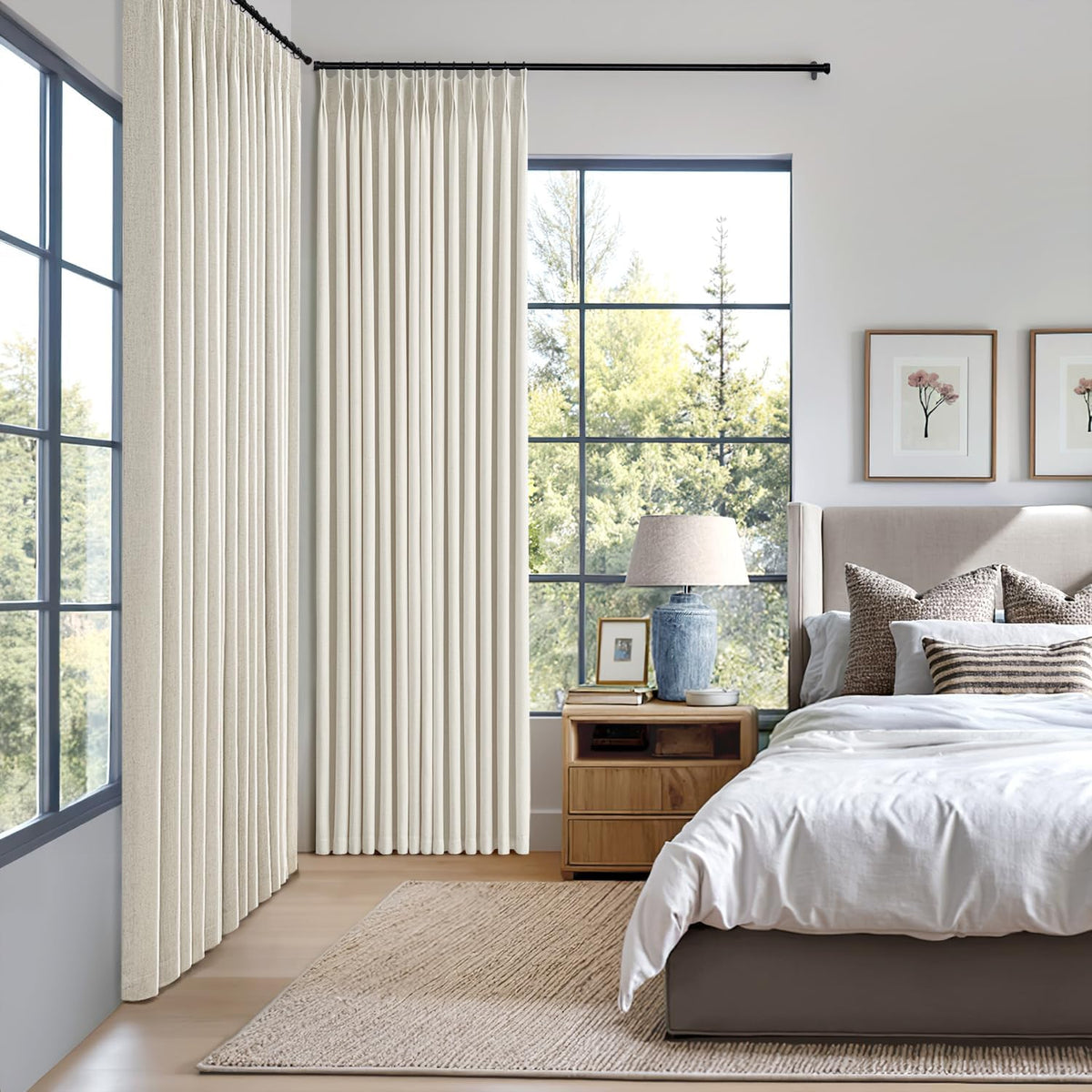 Natural Extra Wide Pinch Pleated Blackout Curtains 60x102 Inches - image 2