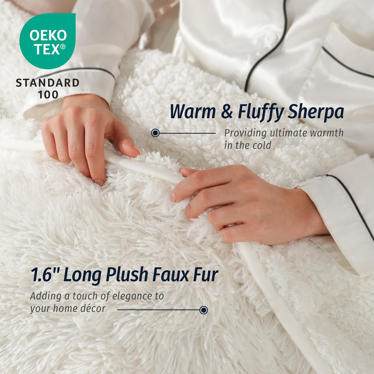 Weighted Blanket for Adult 80"x87" 15lbs Soft Long Plush Queen White - image 4