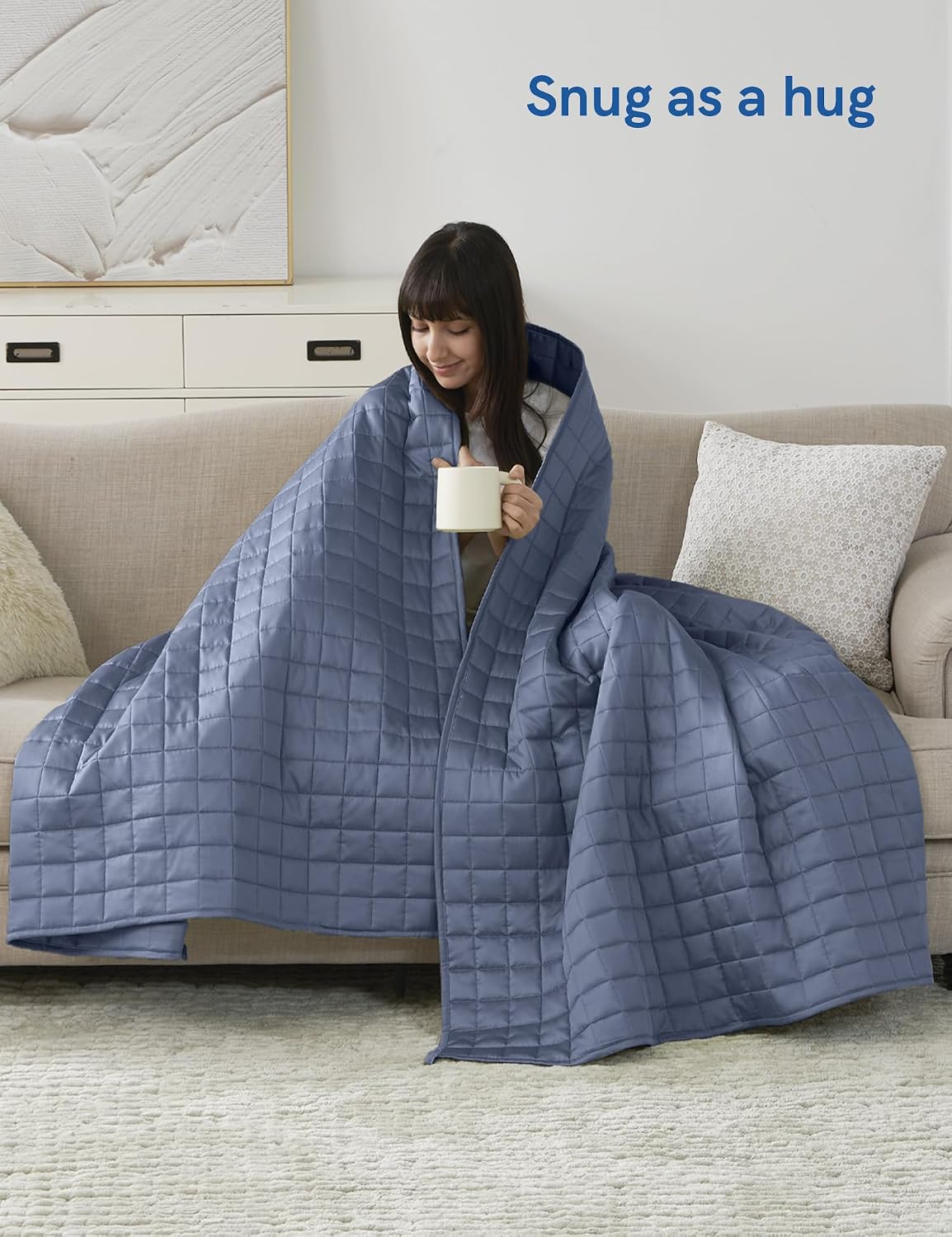 King Size Cooling Weighted Blanket for Adults (88x104 Inches, 30 Pounds, Blue Grey), Perfect for Hot Sleepers with Cooling Rayon/Glass Beads, Heavy Bed Blanket for Couple on Queen or King Bed - image 4