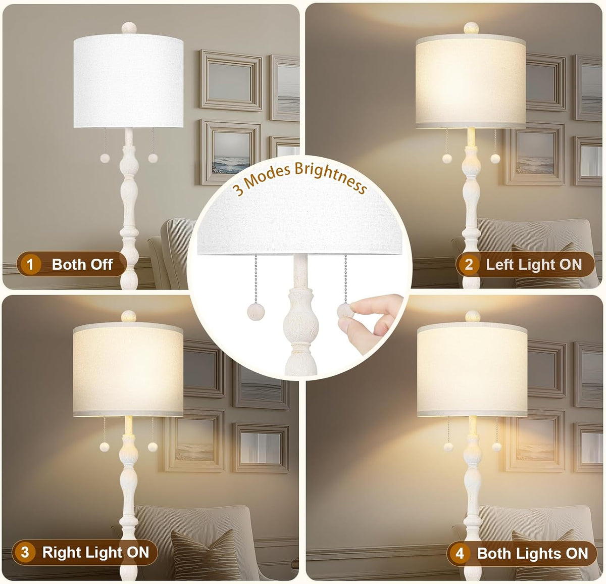 65.5" Natural Real Wood Boho Floor Lamp for Living Room Bedroom - image 3