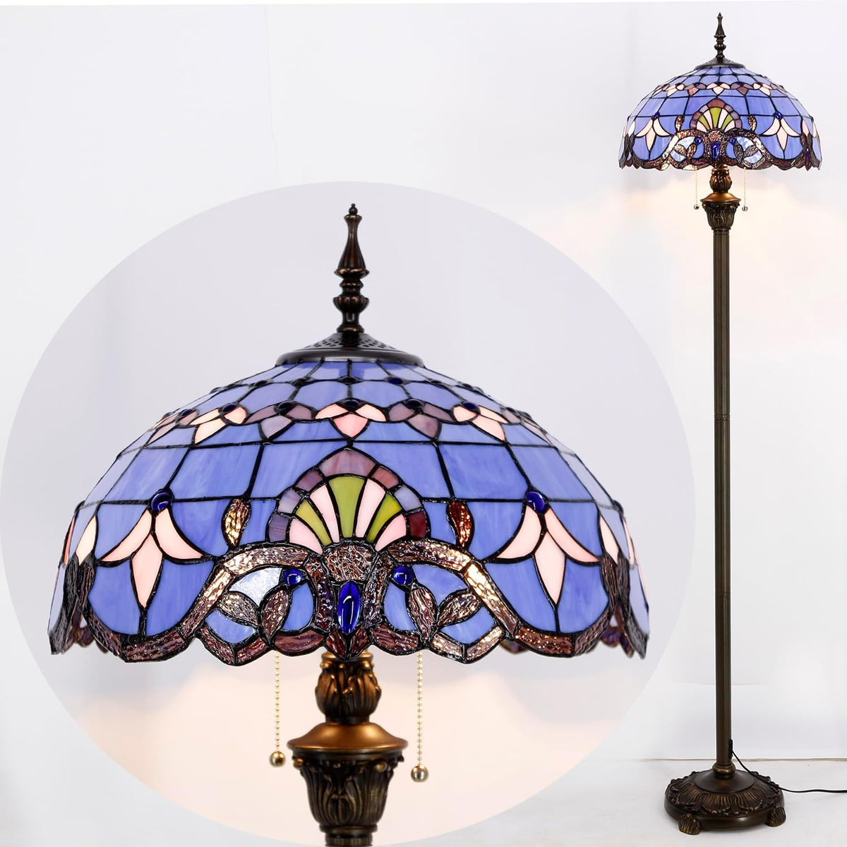 Tiffany Floor Lamp 64 Inch Stained Glass Standing Reading Light - image 5
