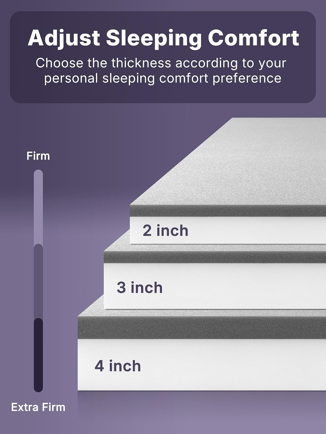 3 Inch Queen Size Extra Firm Mattress Topper, High Density Foam - image 4