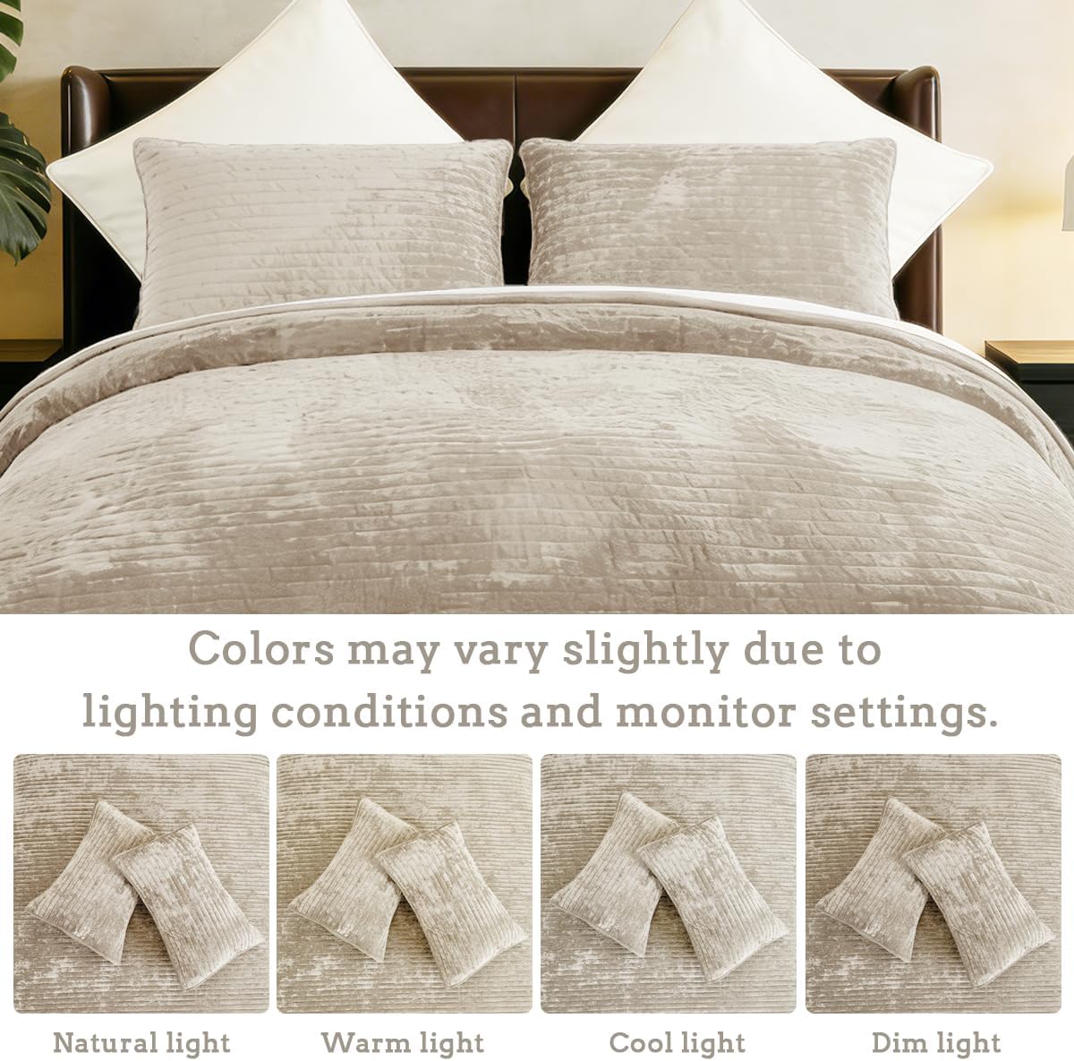 Oversized King Bedspread 120x128 Striped Soft Velvet Quilt Set - image 2