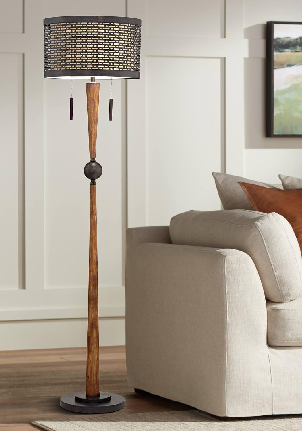 Hunter 64" Tall Rustic Modern Floor Lamp Living Room