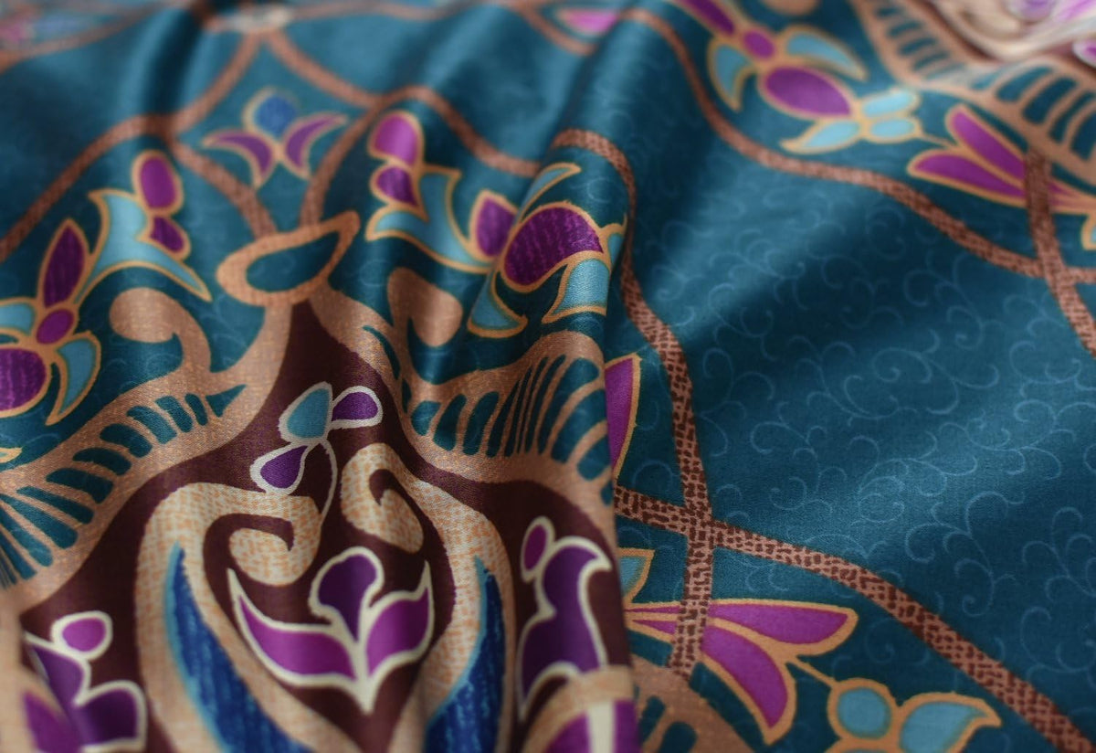 Damask Medallion Duvet Cover, Luxury Paisley Print Bedding Set, 400 Thread Count Egyptian Cotton (Teal, King) - image 3