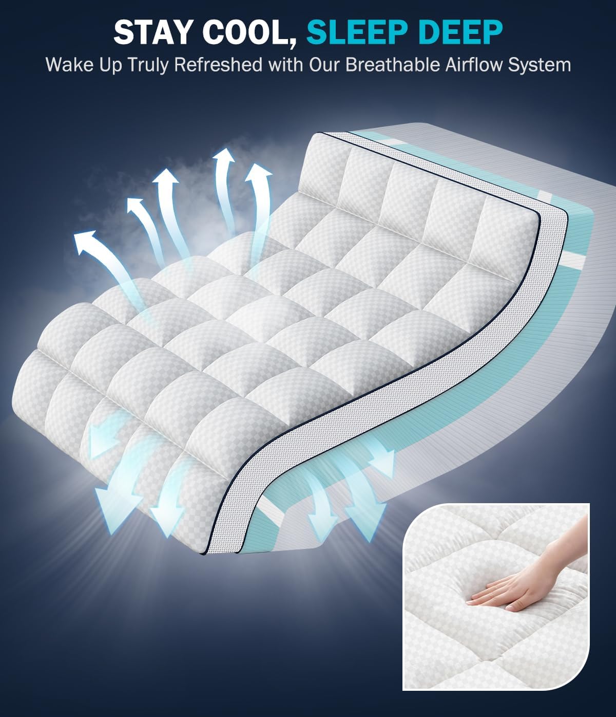 Queen 4 Inch Dual Layer Memory Foam Mattress Topper, Cooling Gel Pad - image 5