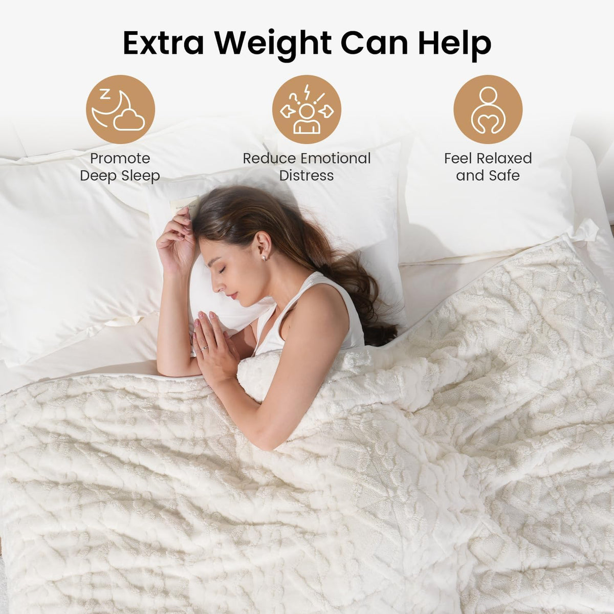 King Size Weighted Blankets for Adults 15lbs,Cream White,80" x 87" - image 2