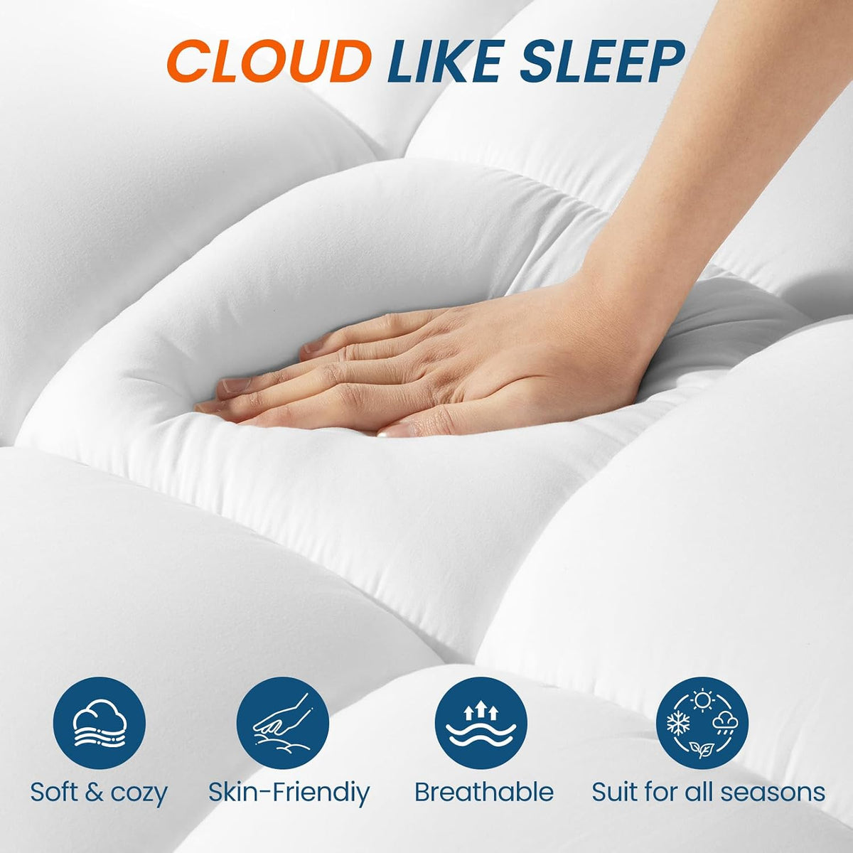 4 Inch Memory Foam Dual-Layer Mattress Topper Queen Size - 2Inch 1000GSM Quilted Pillow Top with Down-Alternative + 2Inch 5-Zone Egg Crate Memory Foam（60"x80"） - image 3