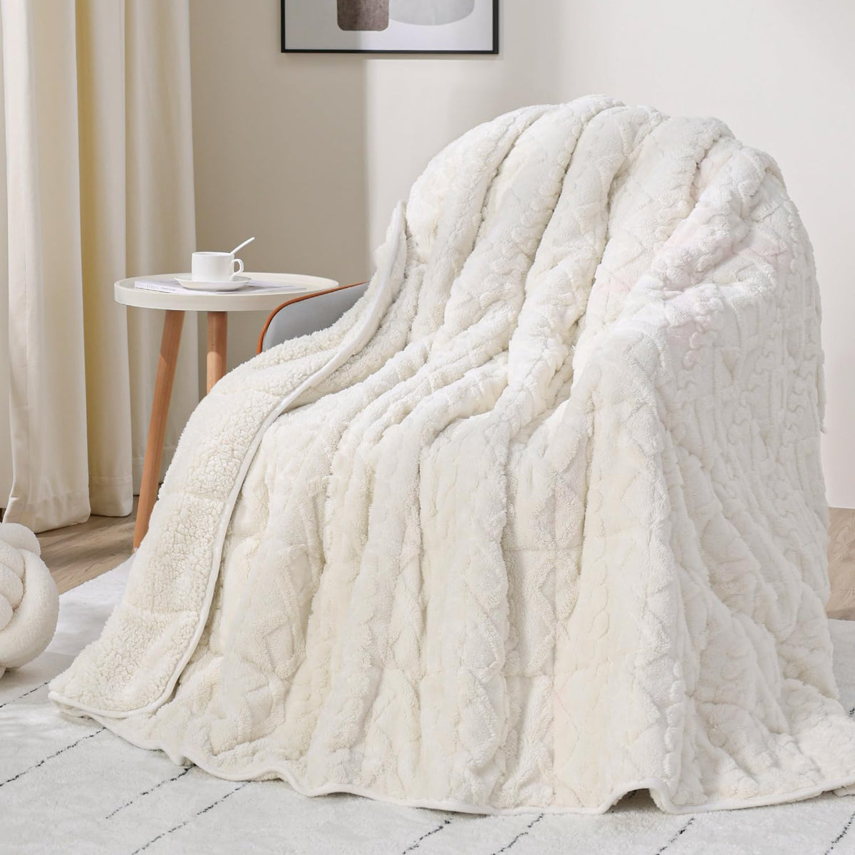 King Size Weighted Blankets for Adults 15lbs,Cream White,80" x 87"