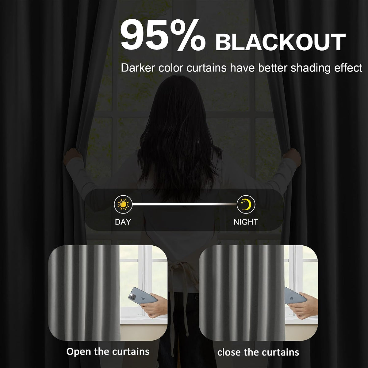 Extra Wide Blackout Curtains 102 Inches Long, Pinch Pleated Curtain for Sliding Door/French Door Room Divider Panels for Living Room 100 Inch Width 100x102 Grey - image 3
