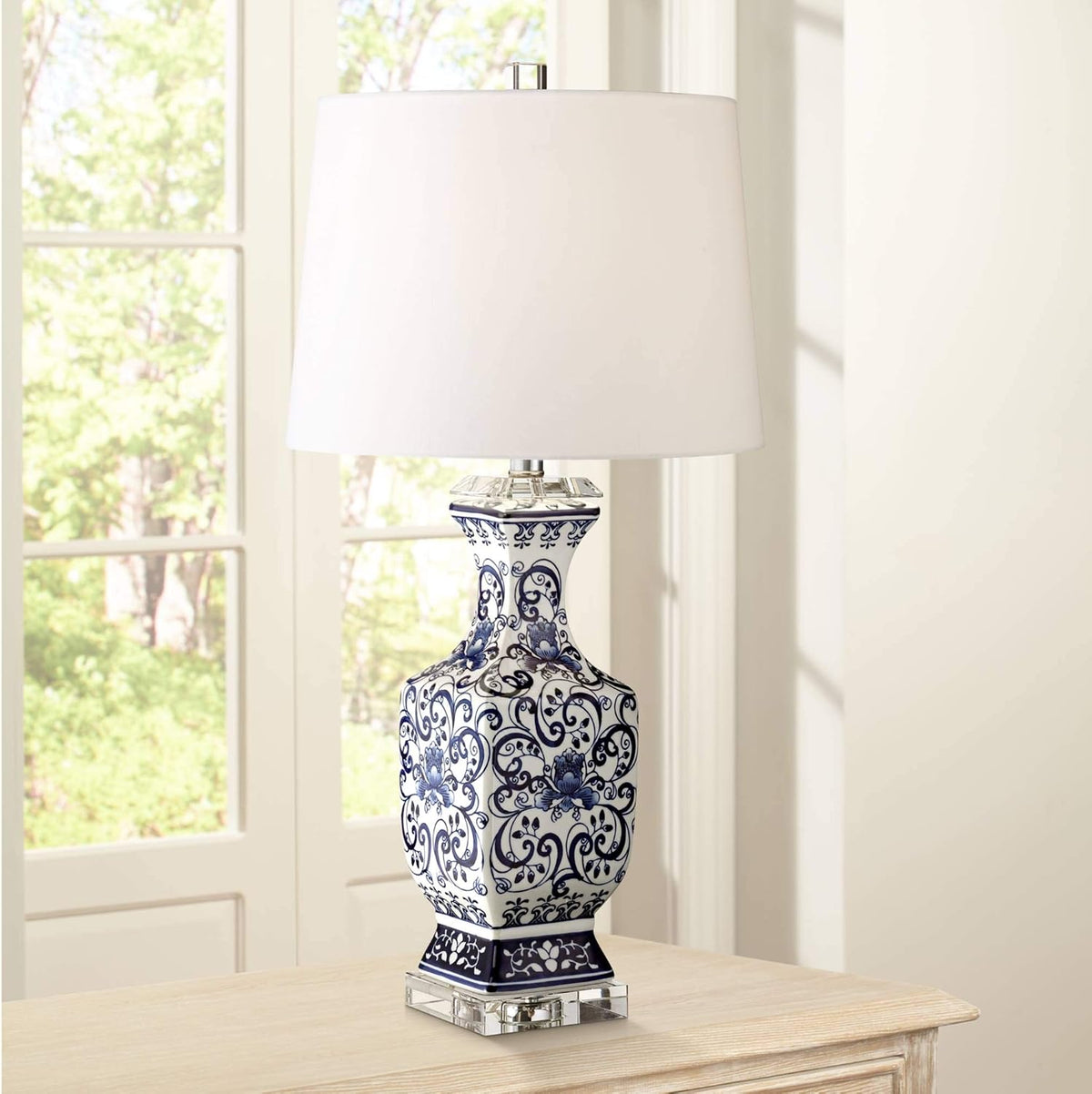 28" Tall Table Lamps Set of 2 Blue White Porcelain Jar Traditional - image 8
