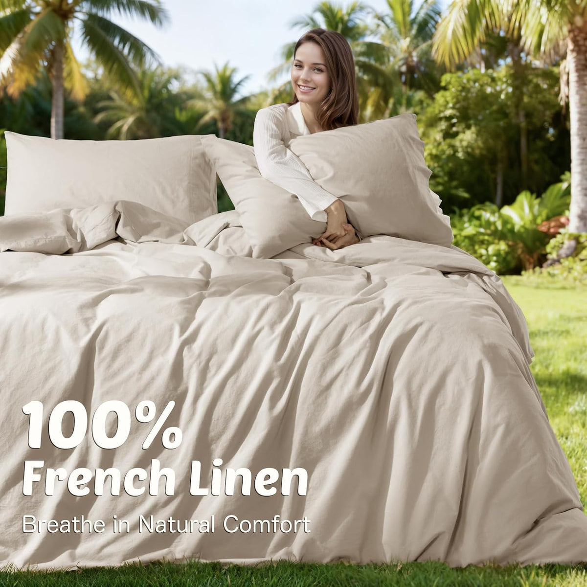 100% Linen Duvet Cover Set King Size,Durable Comforter Cover - image 2