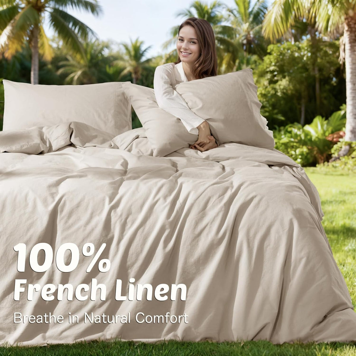 100% Linen Duvet Cover Set King Size,Durable Comforter Cover - image 2
