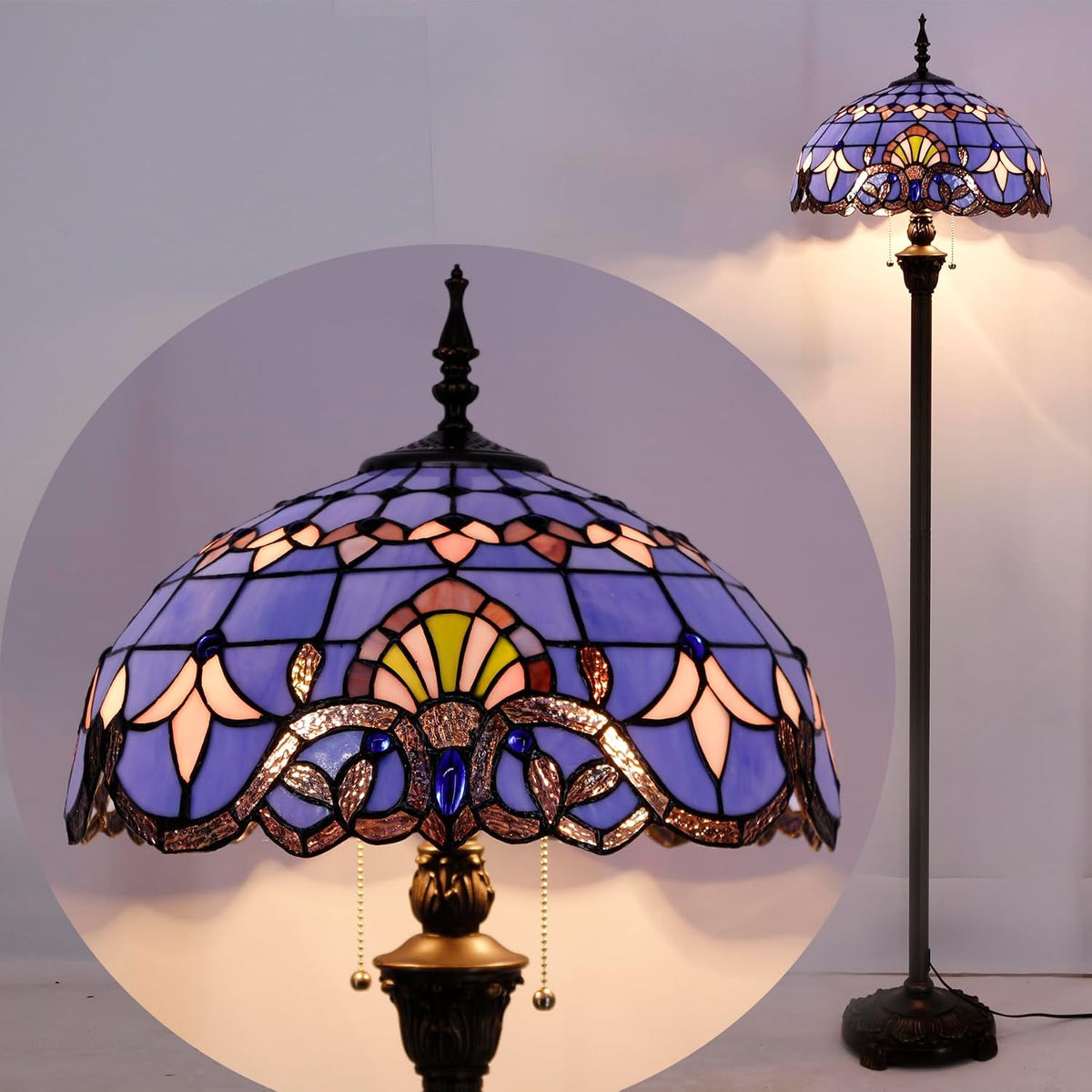 Tiffany Floor Lamp 64 Inch Stained Glass Standing Reading Light - image 6