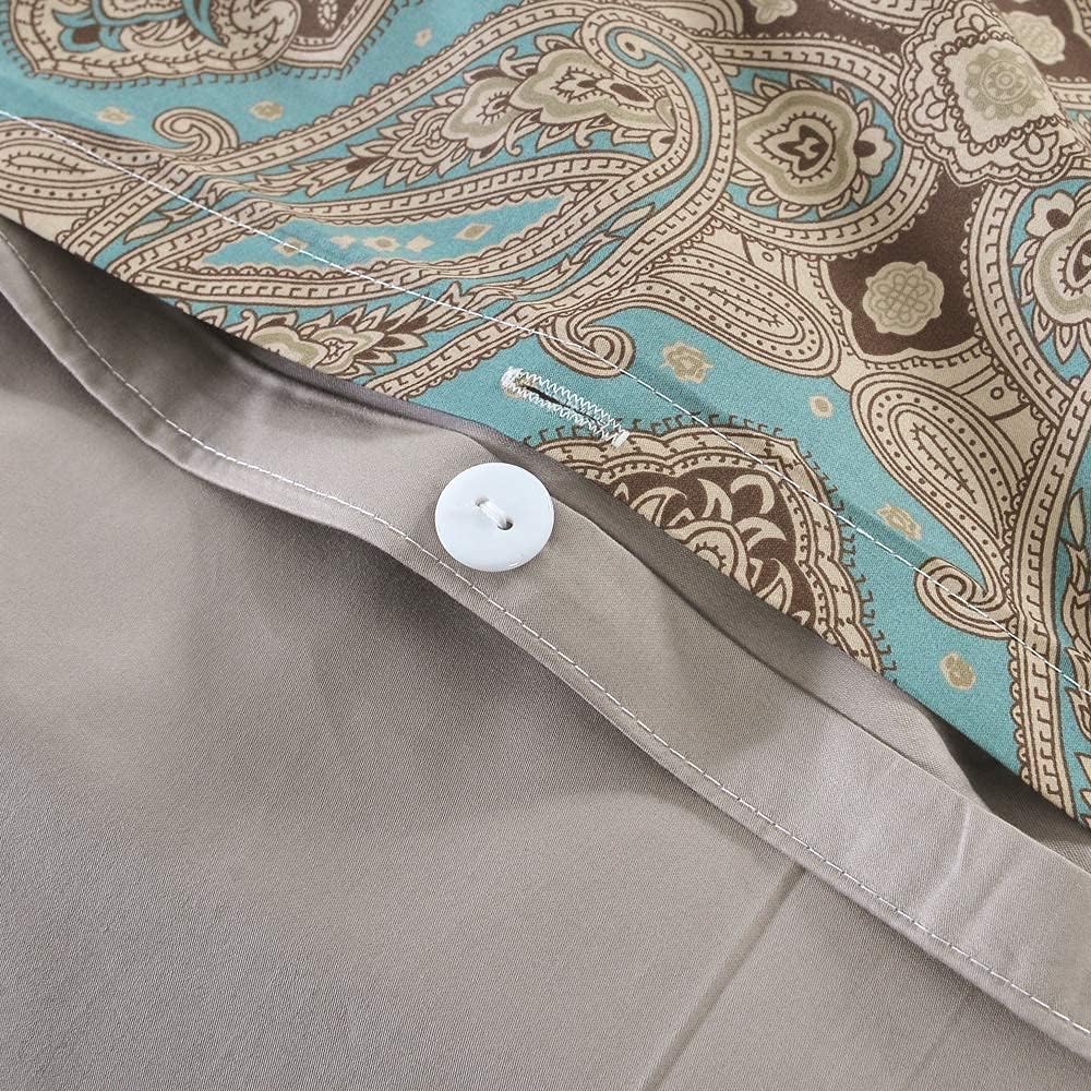 Luxury Hotel Classy Paisley Regal Themed Duvet Cover Set 100% Cotton Sateen, Inside Ties, Comfortable, Soft Durable, 3pc 800-Thread-Count Bedding Set with Button Closure Taupe King Size - image 6