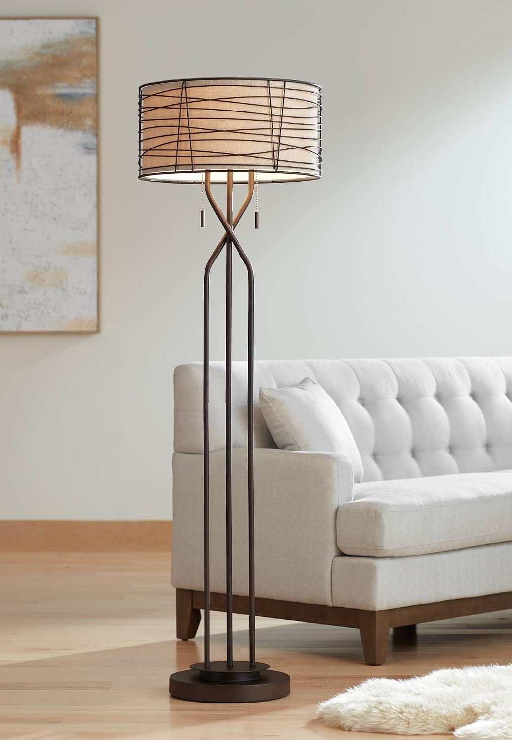 Marlowe 60 1/2" Tall Bronze Woven Metal Floor Lamp