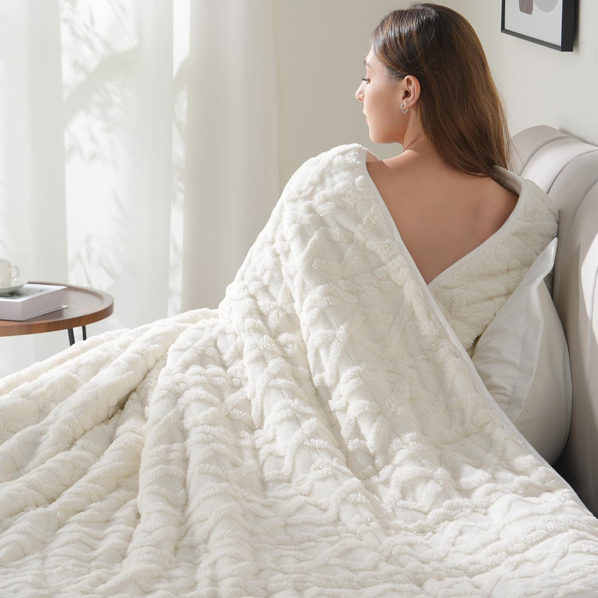 King Size Weighted Blankets for Adults 15lbs,Cream White,80" x 87" - image 9