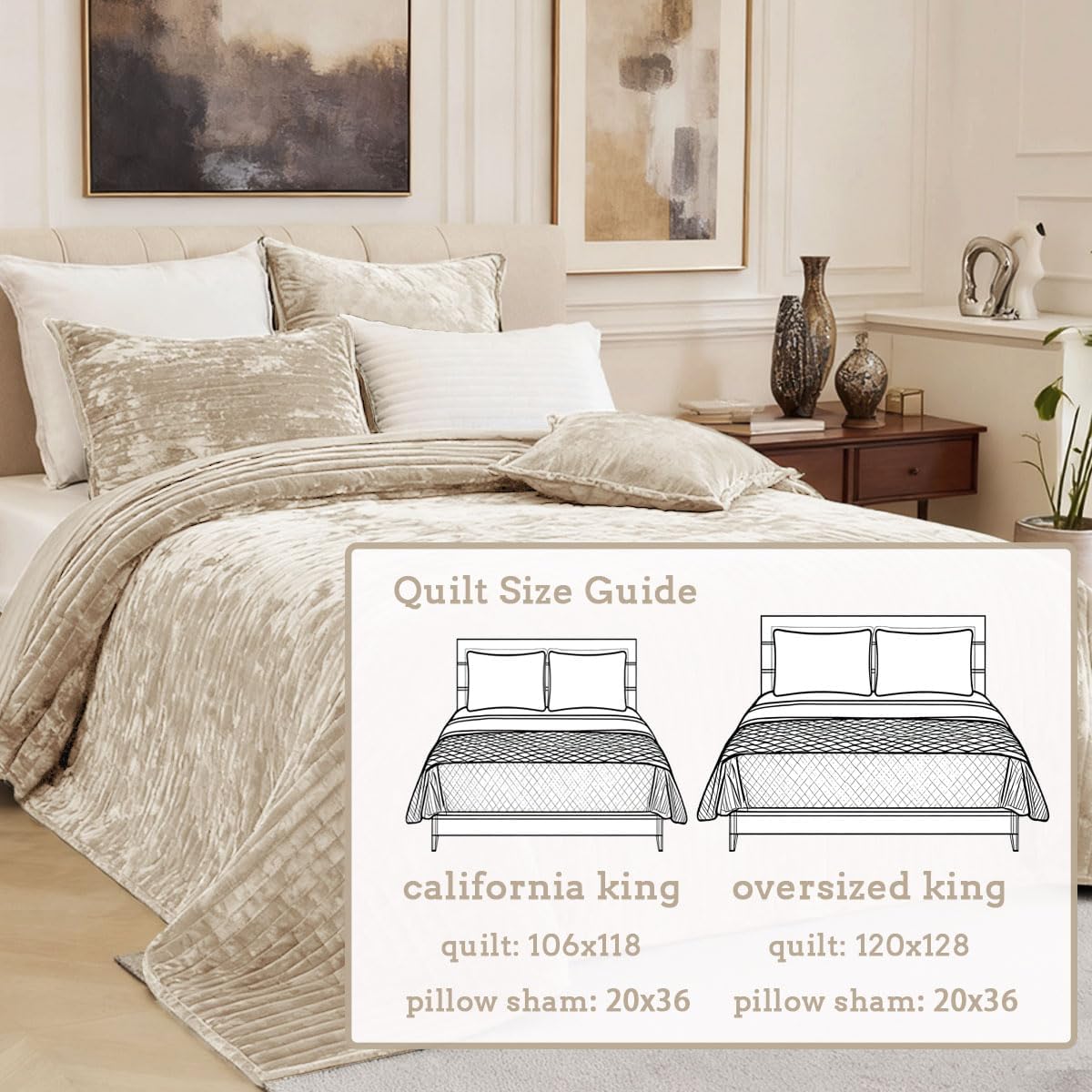 Oversized King Bedspread 120x128 Striped Soft Velvet Quilt Set - image 8