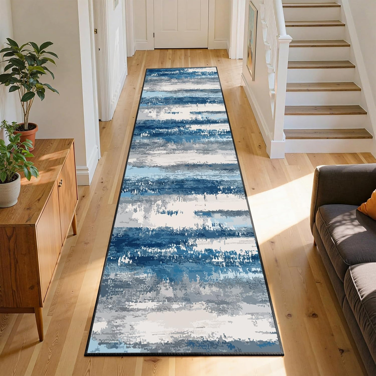 Colorful Leaf Branch Runner Rugs for Hallway, 3.3x10ft, Colorful Botanical Printed Pattern Entrance Carpets, Machine Washable Fade Resistant Home Decor Mats for Bedroom - image 8