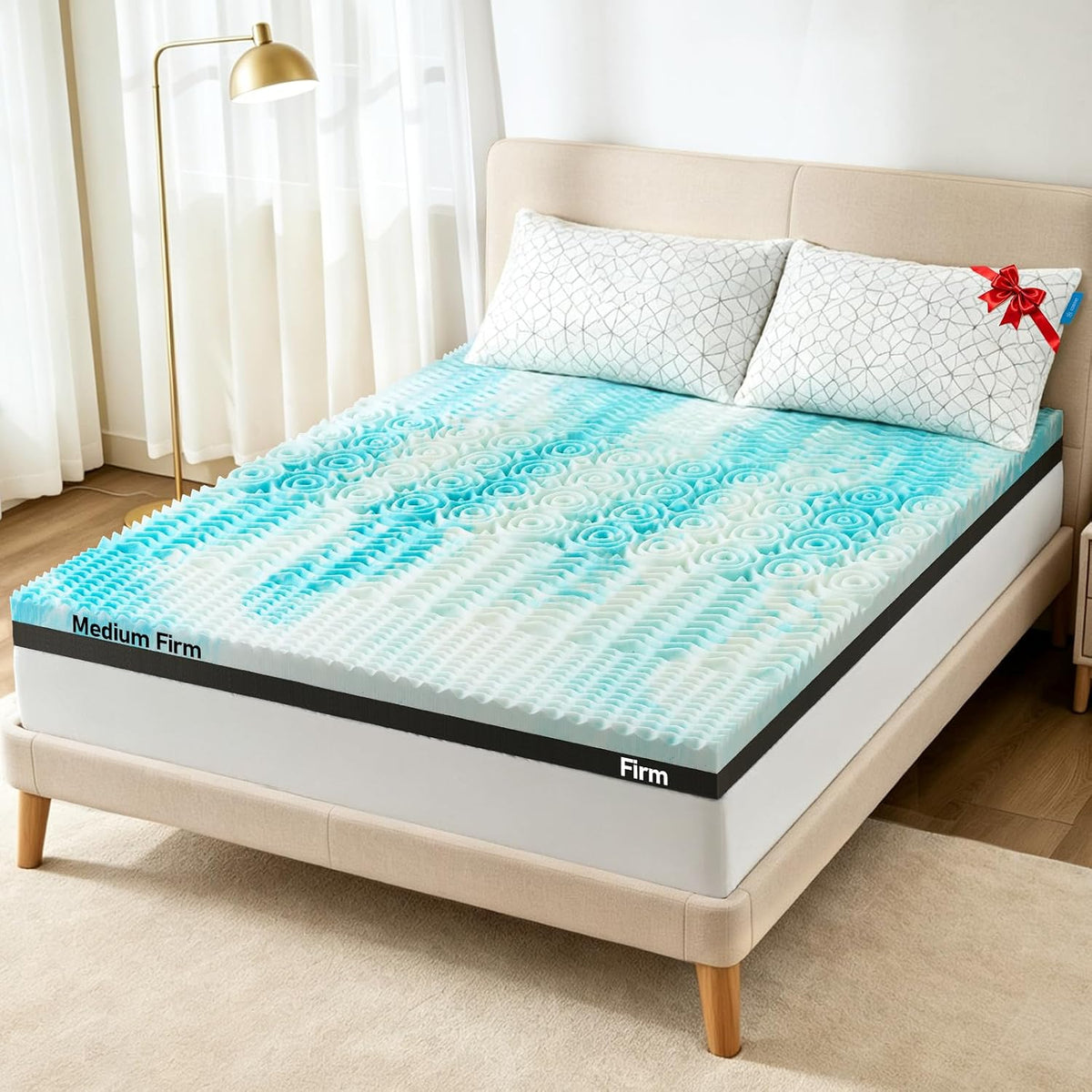Extra Firm Mattress Topper Queen: 4" Dual Firmness Medium & Extra Firm - image 8
