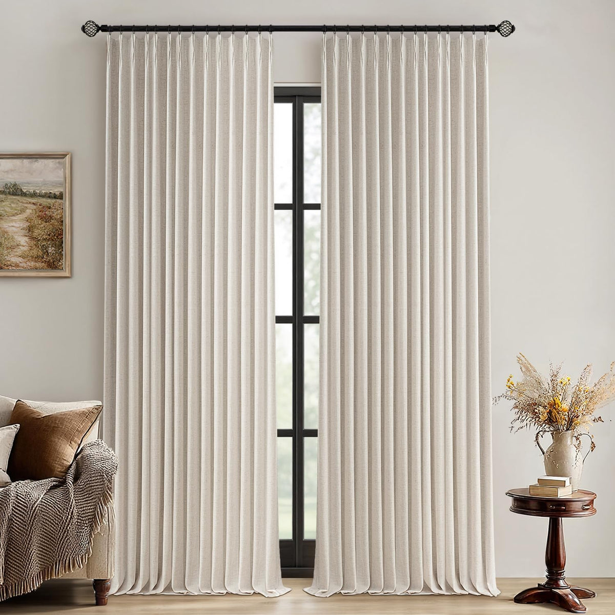 Natural Extra Wide Pinch Pleated Blackout Curtains 60x102 Inches - image 10