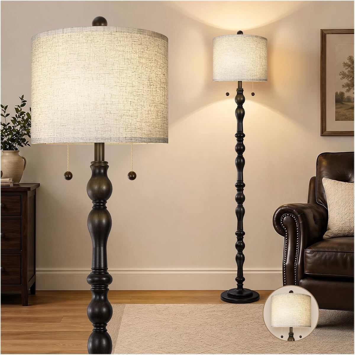 65.5" Natural Real Wood Boho Floor Lamp for Living Room Bedroom - image 11