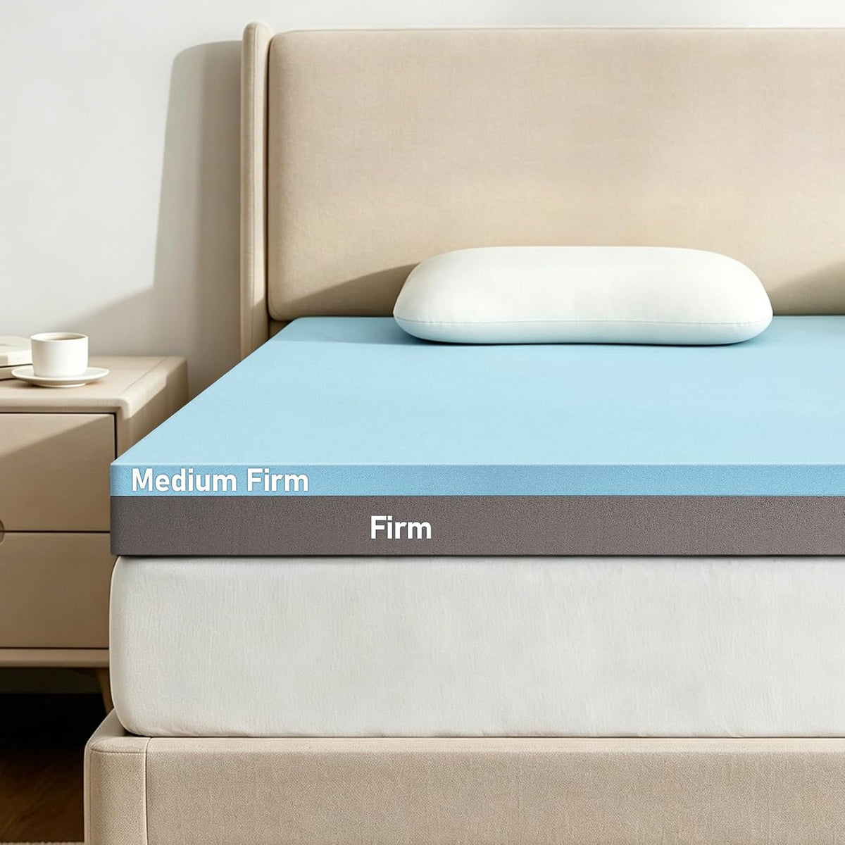 Extra Firm Mattress Topper Queen: 4" Dual Firmness Medium & Extra Firm - image 9