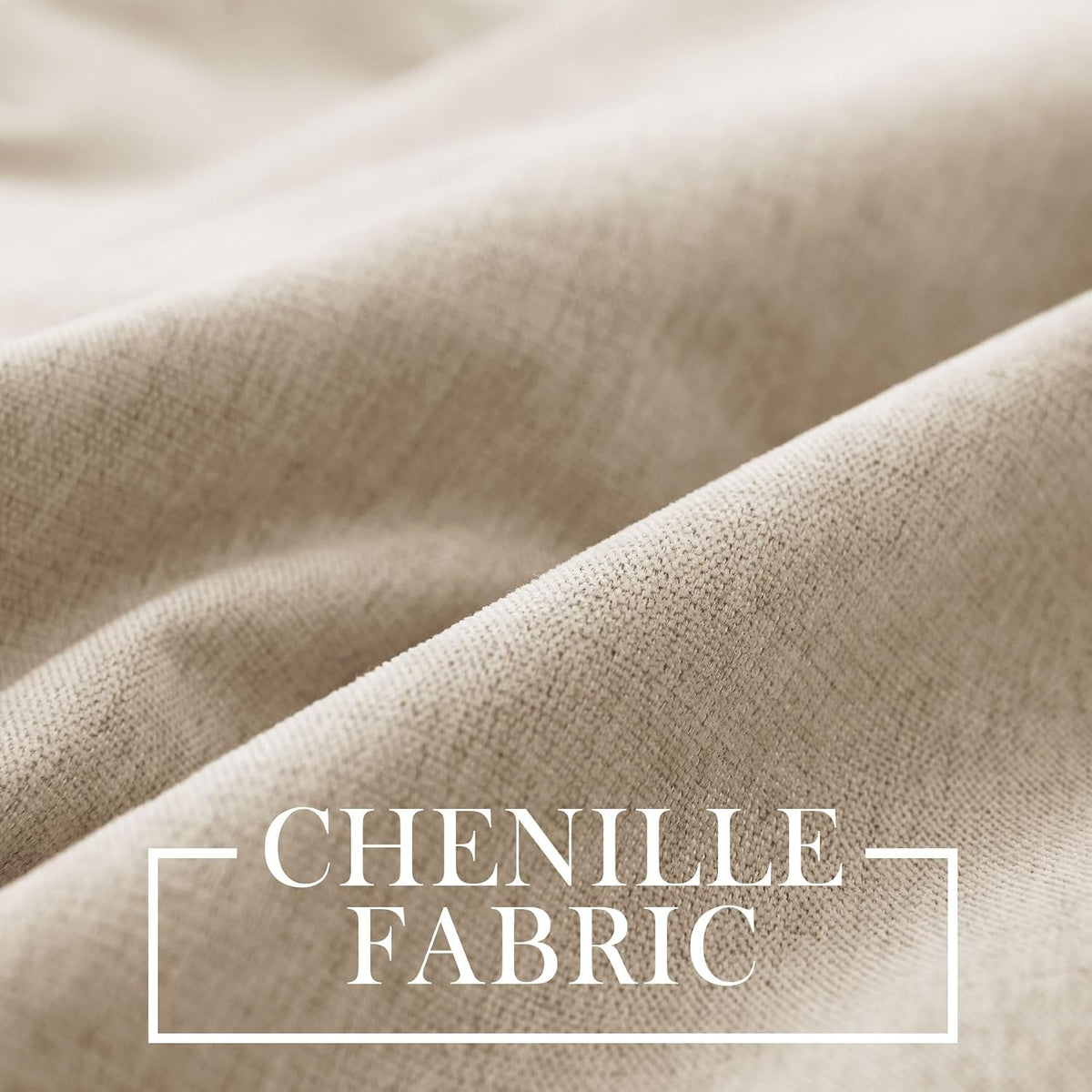 100" Wx84 L Taupe Full Blackout Curtains for Sliding Door, Thermal Insulated Drapery for Living Room Bedroom Windows Patio Door, Modern Chenille Grommet Curtains with Tieback 1 Panel - image 3