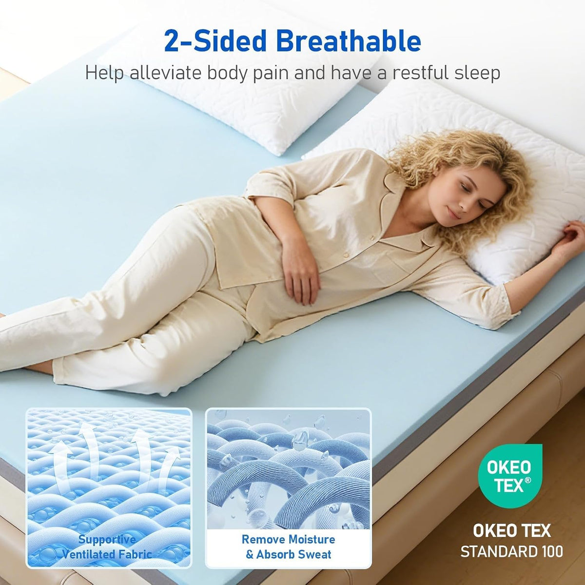 Extra Firm Mattress Topper Queen: 4" Dual Firmness Medium & Extra Firm - image 5
