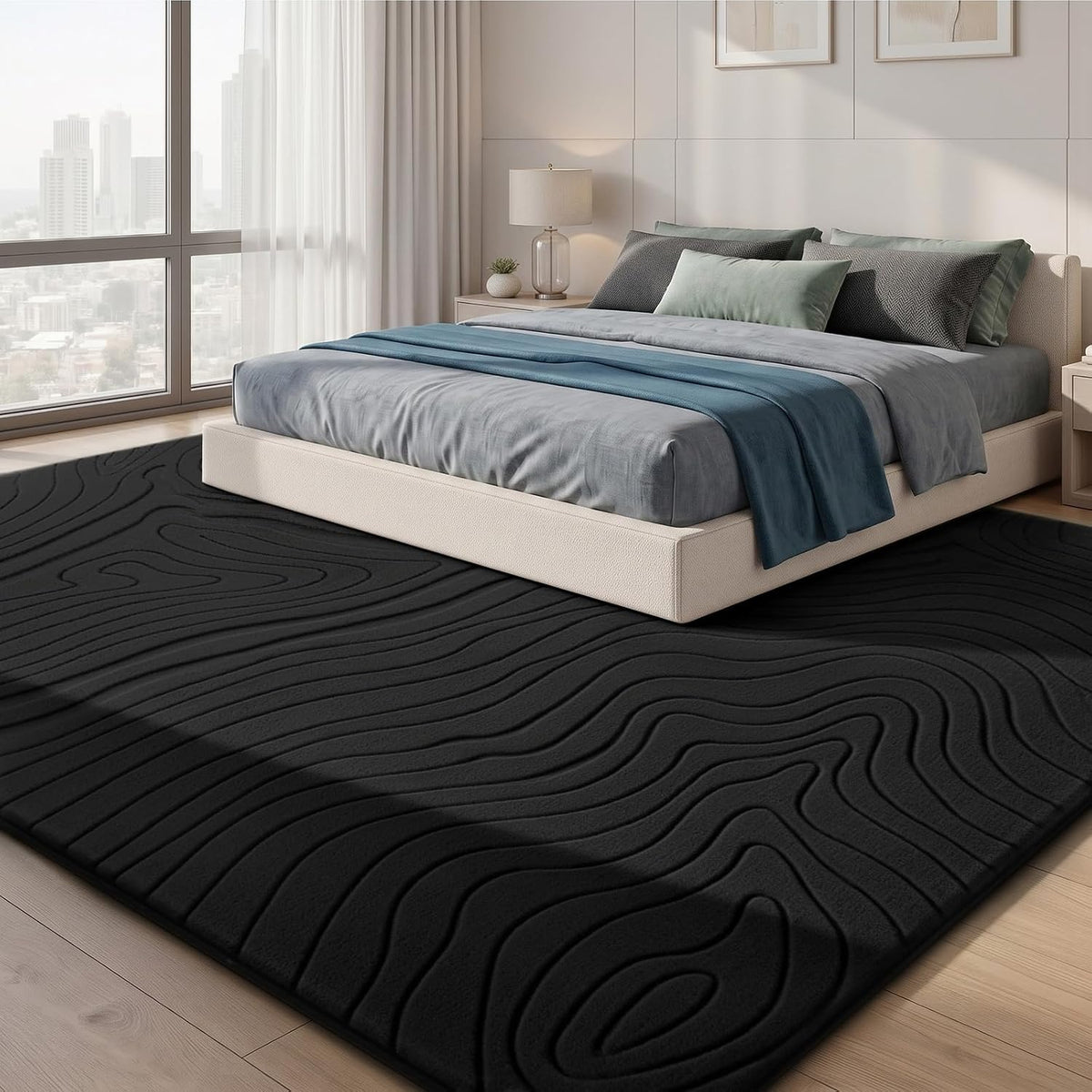 Lemon 8x10 Area Rugs for Living Room Bedroom, Carpet Modern Black Rug - image 7