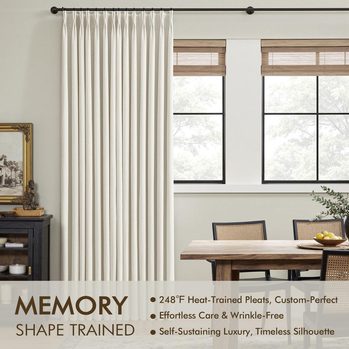 Natural Extra Wide Pinch Pleated Blackout Curtains 60x102 Inches - image 3