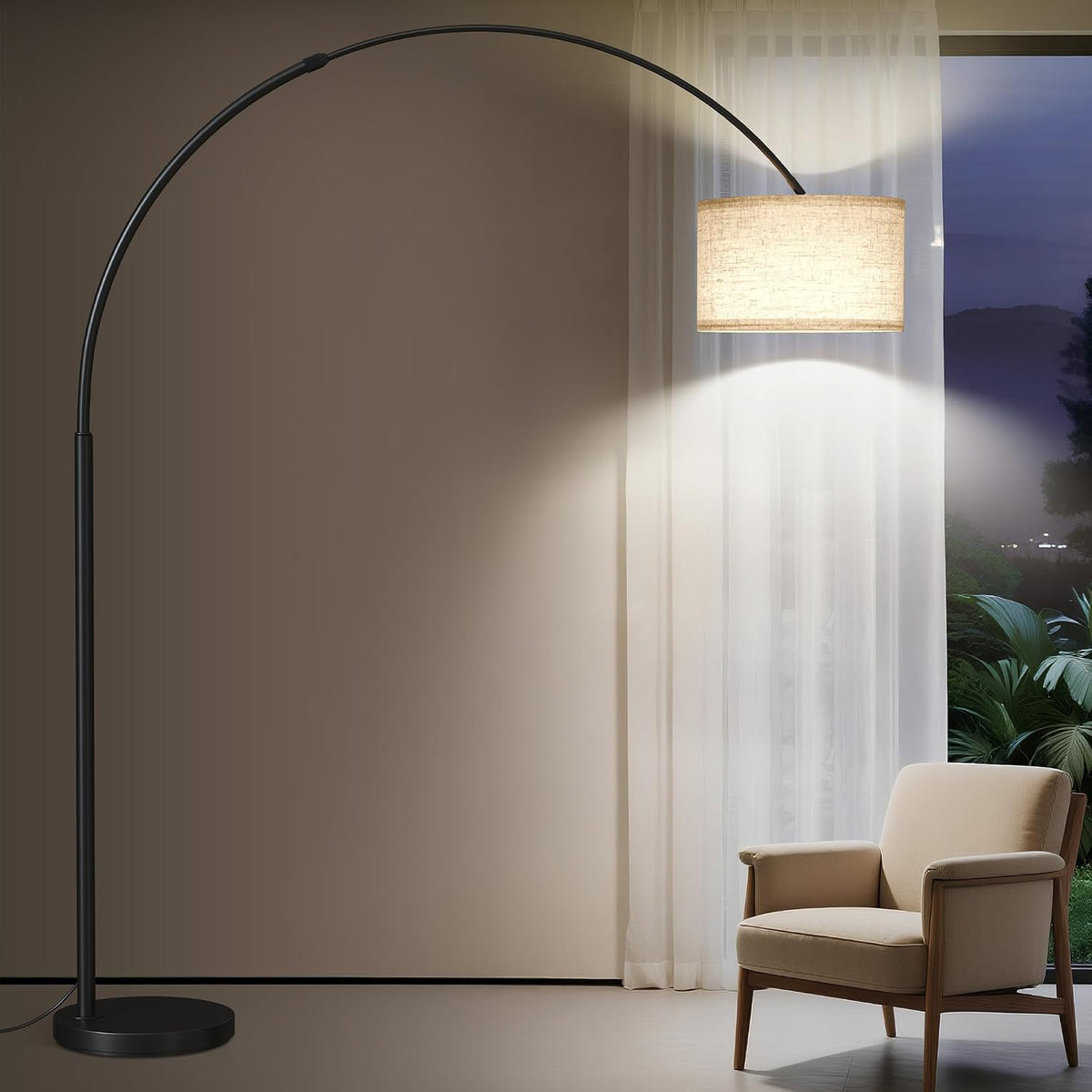 82" Tall Arc Floor Lamp for Living Room, Large Standing Arched Lamp