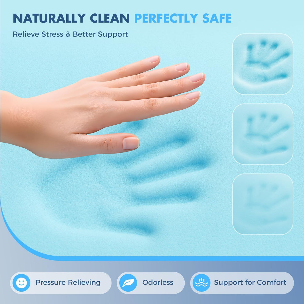Layer Memory Foam Mattress Topper, Queen Mattress Pad, 4 Inch - image 4